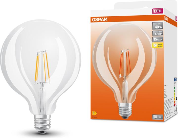 Immagine prodotto Osram 4099854054211 LED EEK E (A - G) E27 Globeform 4 W = 40 W Bianco caldo (Ø x H) (E27, 4 W, 470 lm, 4 x, E)