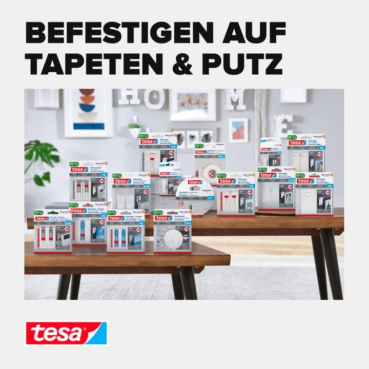 Image du produit tesa Clou adhésif pour papier peint & plâtre, 2kg de tenue, détachable sans trace & réutilisable, 2 clous