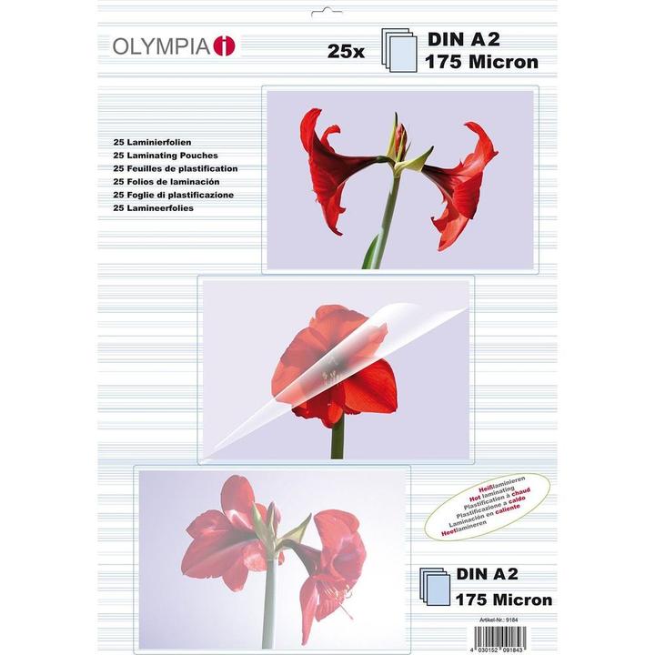 Actual product image Olympia Laminating films DIN A2 (A2, 25 Piece, 125 µm)