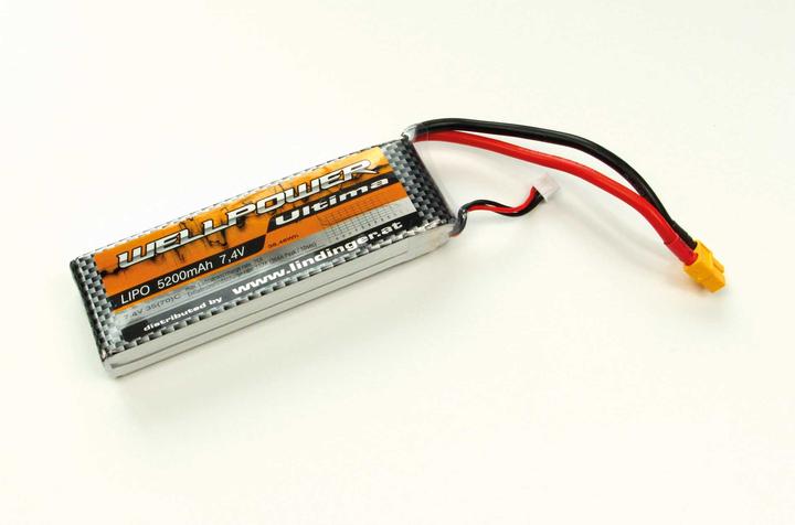 Image du produit Wellpower batterie lipo ultima 5200 mah / 7,4 volt 2s 35/70c ch5/8 xt-60 (7.40 V, 5200 mAh)