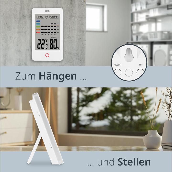 Produktbild ADE Thermo-/Hygrometer digital Weiss, Funktionen