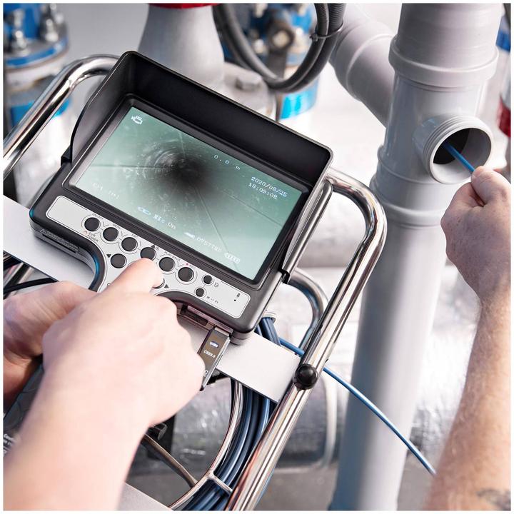 Actual product image Steinberg Endoscope Camera - 30 m - 12 LEDs - 7" IPS display - with stand rail