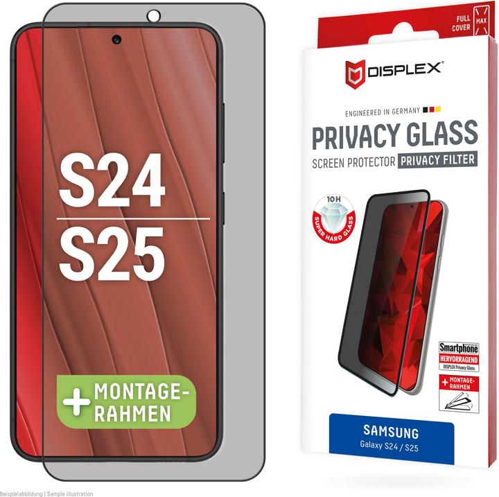 Actual product image Displex Real Glass, Privacy Full Cover Panzerglas (1 Piece, Samsung Galaxy S24, Samsung Galaxy S25)