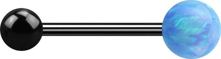 Produktbild Star Piercing Micro Barbell schwarz mit Kugel und Kugel Opal hellblau (ohne Messing, Chirurgenstahl 316L)