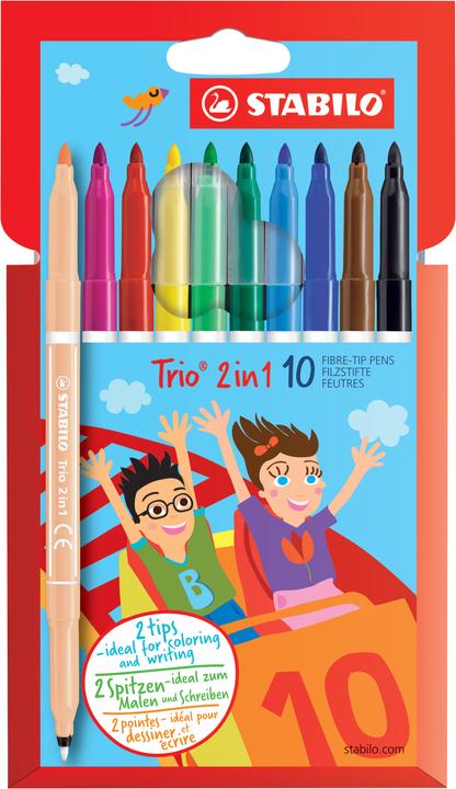 Produktbild STABILO Trio in Filzstift und Fineliner in einem (Mehrfarbig, 10 x)