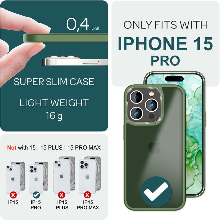Immagine prodotto Nalia Manica ibrida opaca trasparente smerigliata (Apple iPhone 15 Pro)