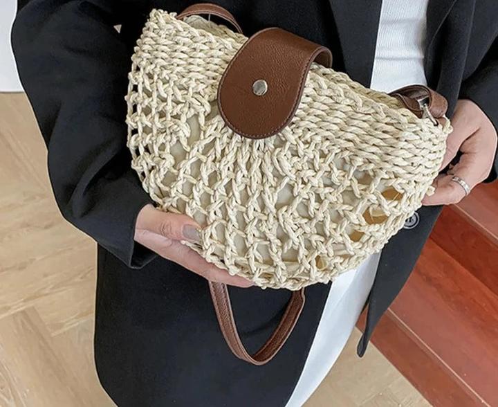 Immagine prodotto Only-Bags.Store Estate in paglia Ba Fashion Half Circle Bags Rattan Handmade Messenger Handbag Travel Beach Bags