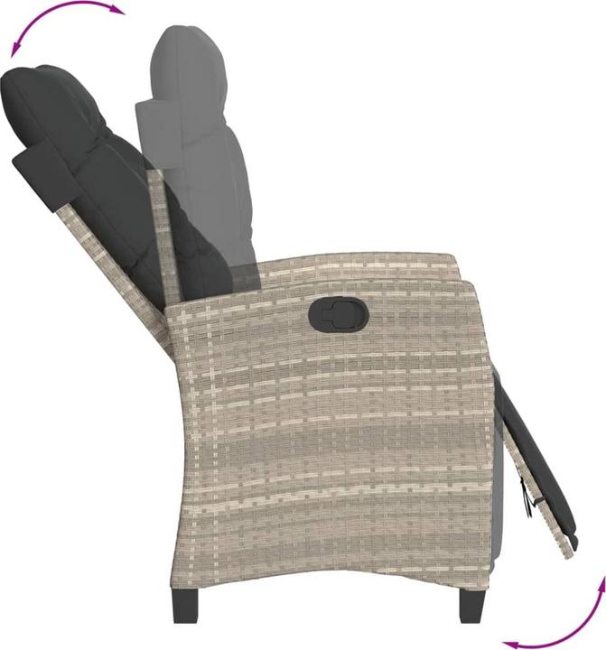 Produktbild VidaXL Gartenmöbel Essgruppe Gartengarnitur Sitzgruppe 7tlg Hellgrau Poly Rattan (80 cm)