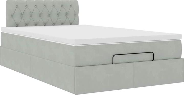 Image du produit VidaXL Ottoman-lit avec matelas gris clair 120x190 cm velours (120 x 200 cm)