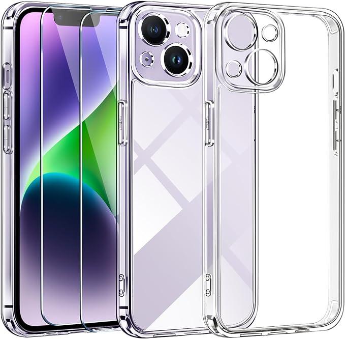 Actual product image Ivoler Set 3 in 1 case for iPhone 14 6.1 inch - 1 mobile phone case with 2 pieces of armoured glass (Apple iPhone 14)