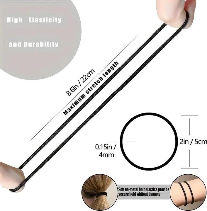 Image du produit ASMI 50 Stück elastische Haargummis Schwarz (Élastiques à cheveux)