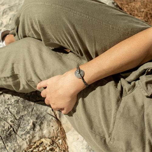 Produktbild Le vent à la française Armband Argent Vieilli - Khakigrün, weiss & rot