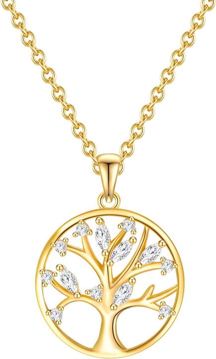 Produktbild Rafaela Donata Damen Baum des Lebens Sterling Silber Zirkonia Gelbgold 40,0 cm Basiskette + 5,0 cm Verlängerung - 3 (Sterling Silber, 40 - 45 cm)