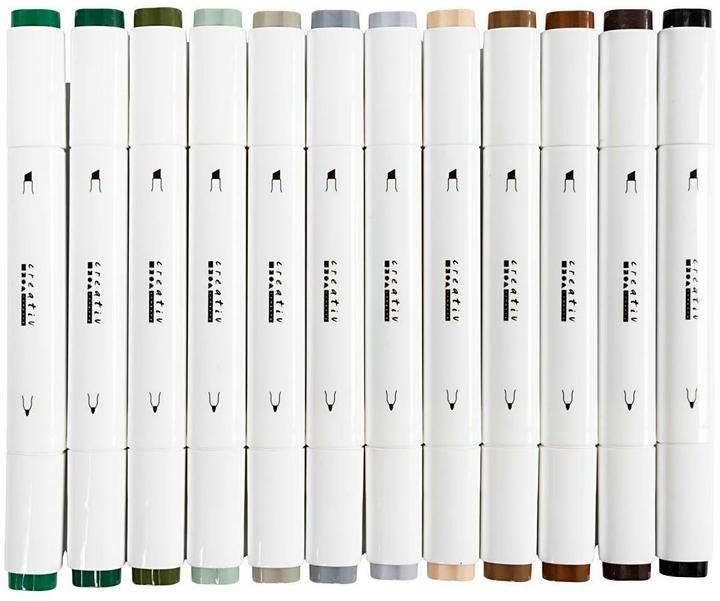 Actual product image Creativ Company Kalligraphiemarker 1+ 8 mm, 12 Stück, Naturfarben (Multicoloured, Dark green, 8 mm, 12 x)