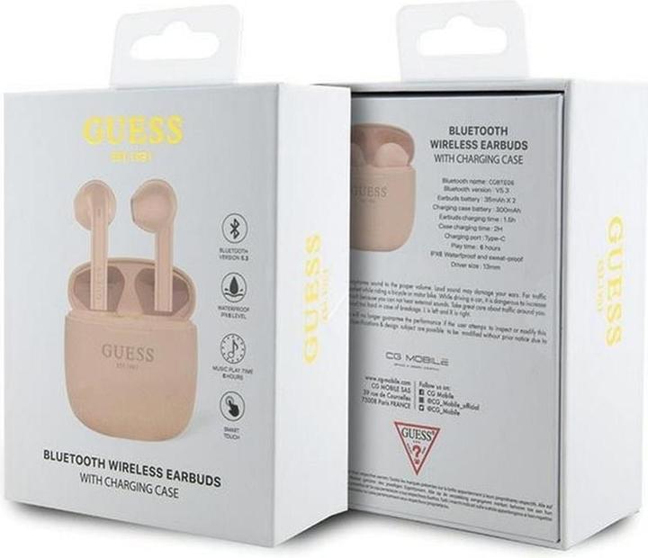 Immagine prodotto Guess słuchawki Bluetooth GUTWST26PSP TWS + stacja dokująca różowy/rosa Classic EST Logo (Nessuna soppressione del rumore, Senza fili)