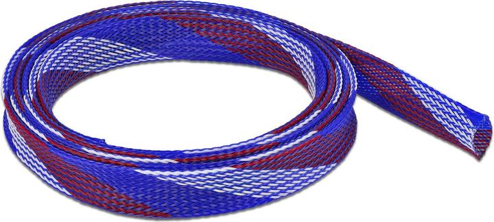 Image du produit Delock Gaine tressée extensible 2 m x 19 mm bleu-rouge-blanc (Gaines pour câbles, 200 cm)