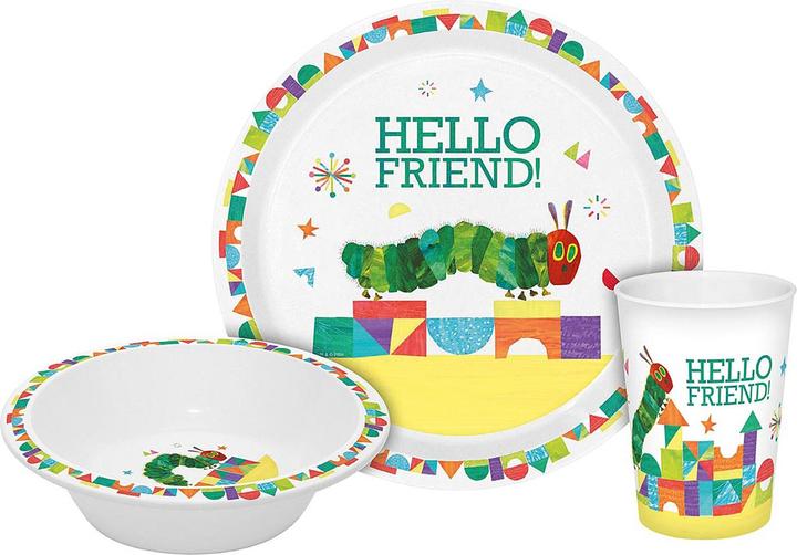 Actual product image Geda Labels Children's Tableware 'Caterpillar Neverending - Hello Friend' 3 pieces