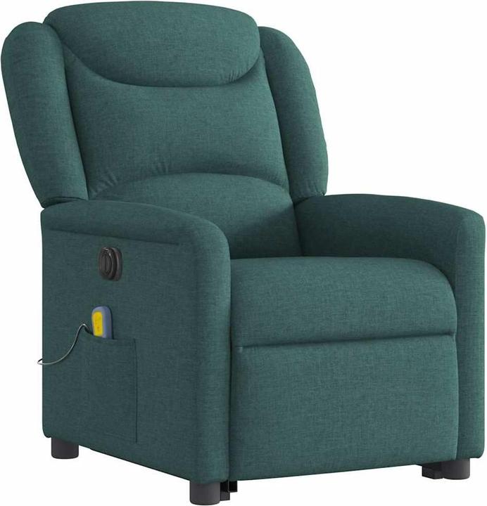 VidaXL Elektrischer Massagesessel mit Aufstehhilfe Dunkelgrün Stoff