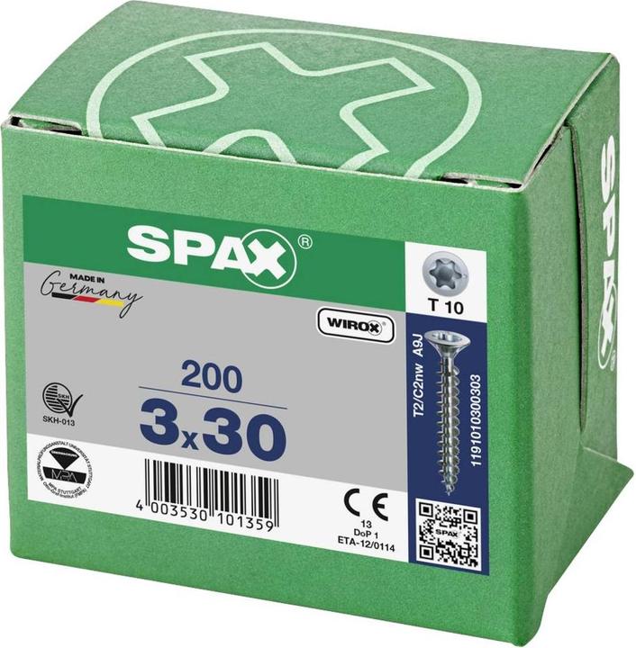 Immagine prodotto Spax Viti universali 3 x 30 mm, 200 pezzi (200 Viti per pezzo)