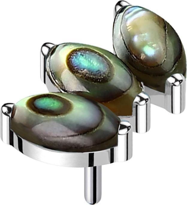 Produktbild Star Piercing Threadless silber drei Ovale Abalone (Organisch, ohne Messing, Titan G23)