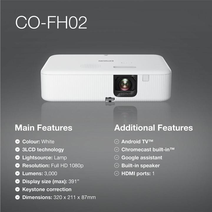 Actual product image Epson CO-FH02 (Full HD, 3000 lm, 1.19 - 1.61:1)
