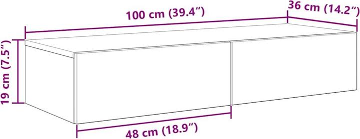 Produktbild VidaXL Wandregal mit Schubladen Räuchereiche 100x36x19cm Holzwerkstoff