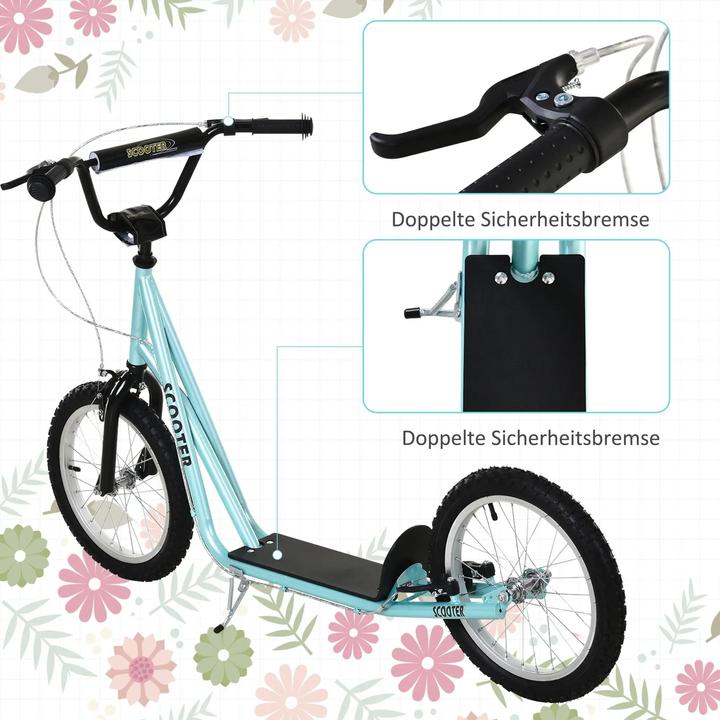 Actual product image Homcom Height-adjustable children's scooter with brake Lightweight light blue