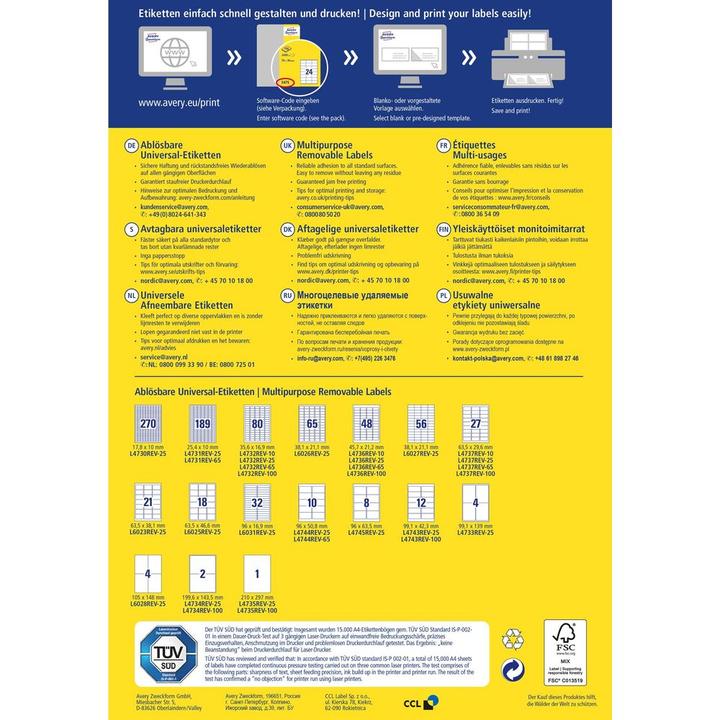 Image du produit Avery Étiquettes universelles