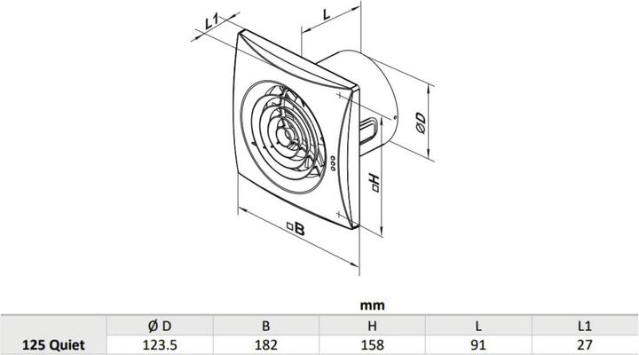 Actual product image Vents 125 Quiet