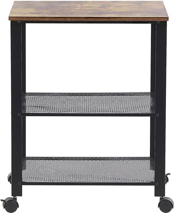 Actual product image Beliani Serving trolley metal black / dark wood shade 3 shelves BOLZANO