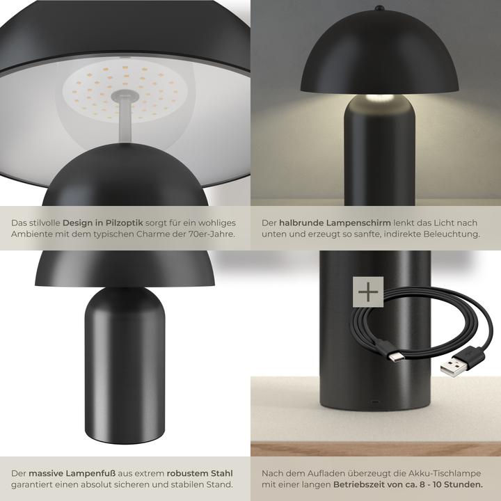 Produktbild tectake Kleine Retro-Tischlampe Kade, dimmbar, 40W