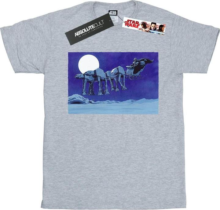 Actual product image Star Wars Womens/Ladies Christmas AT-AT Sleigh Cotton Boyfriend T-Shirt (XXL)