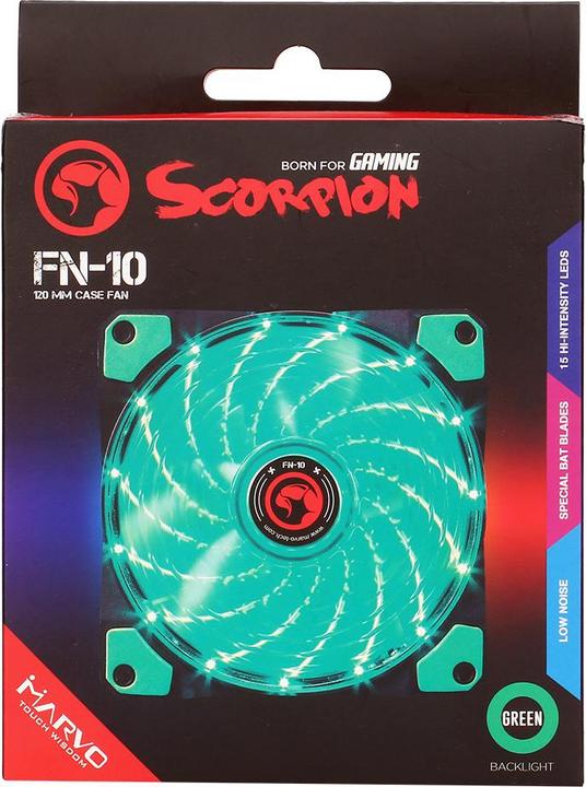 Produktbild Marvo FN10GN - 120MM Gehäuselüfter, grün (120 mm, 1 x)