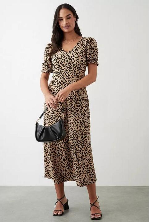 Produktbild Dorothy Perkins Womens/Ladies Leopard Print Short-Sleeved Midi Dress (38 D)