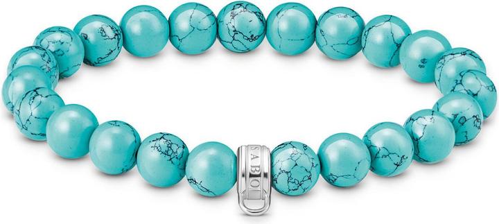 Thomas Sabo Charm Armband mit türkisfarbenen Beads Silber (19 cm, Silber 925)