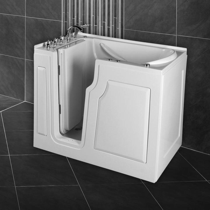 PureHaven Seniorenbadewanne 122x71 cm mit Whirlpool-Funktion Wasserdüsen integrierter Tür für leicht (122 cm, 71 cm)