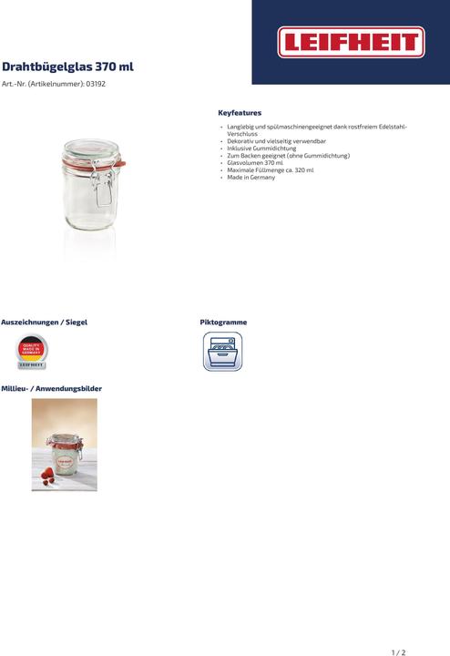 Actual product image Leifheit Preserving jar (1 pcs., 0.37 l)
