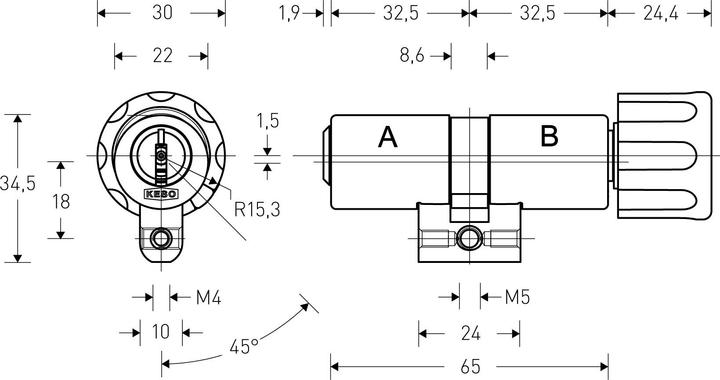 Actual product image Keso Rotary knob cylinder 2000