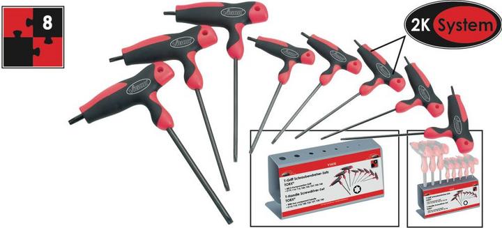 Vigor T-Griff Schraubendreher Satz ∙ V1410 ∙ T Profil ∙ T 9 - T 40 ∙ Anzahl Werkzeuge: 8 (Torx (TX))
