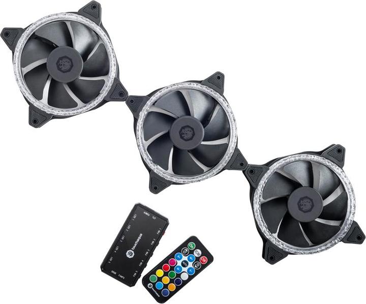 Produktbild Bitspower Notos RGB PWM Lüfer, 120mm - schwarz, 3er-Pack (120 mm, 3 x)