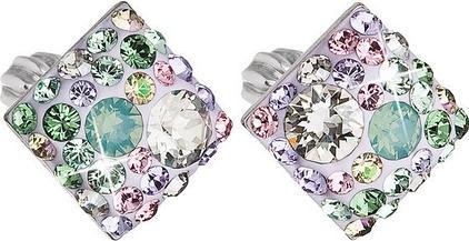Evolution Group Gentle square earrings with crystals 31169.3 Sakura