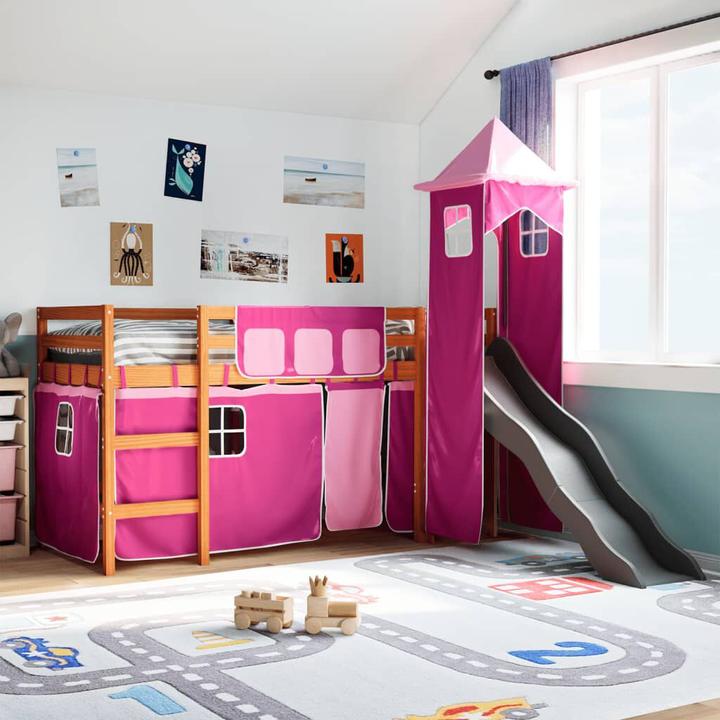 Immagine prodotto VidaXL Letto a soppalco per bambini con torre Pink (90 x 200 cm)