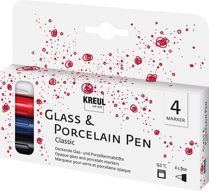 Produktbild Kreul Glas- und Porzellanstifte (Weiss, Royalblau, Schwarz, Kirschrot)