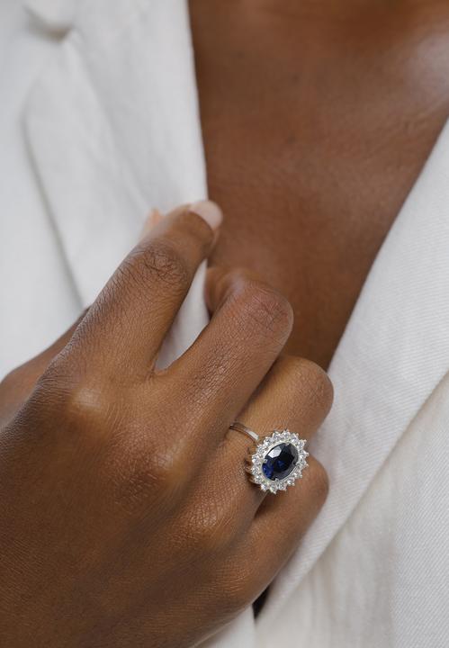 Produktbild Elli Ring Cocktailring Saphirblau Royal Zirkonia 925 Silber (54, 925 Silber)