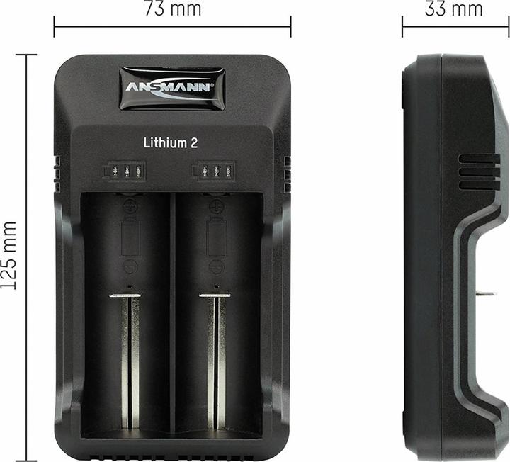 Immagine prodotto Ansmann litio 2 (1 pz., 14500, 16340, 17670, 18500, 18650, 22650, 26650, AAA, AA, Caricabatterie senza batteria)