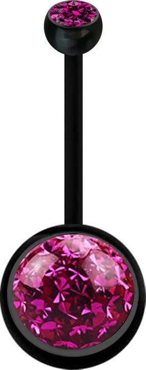 Immagine prodotto Star Piercing Banane schwarz mit Kugel Kristall fuchsia und Kugel Kristall fuchsia Epoxy Schutzschicht (Bioflex, senza ottone)