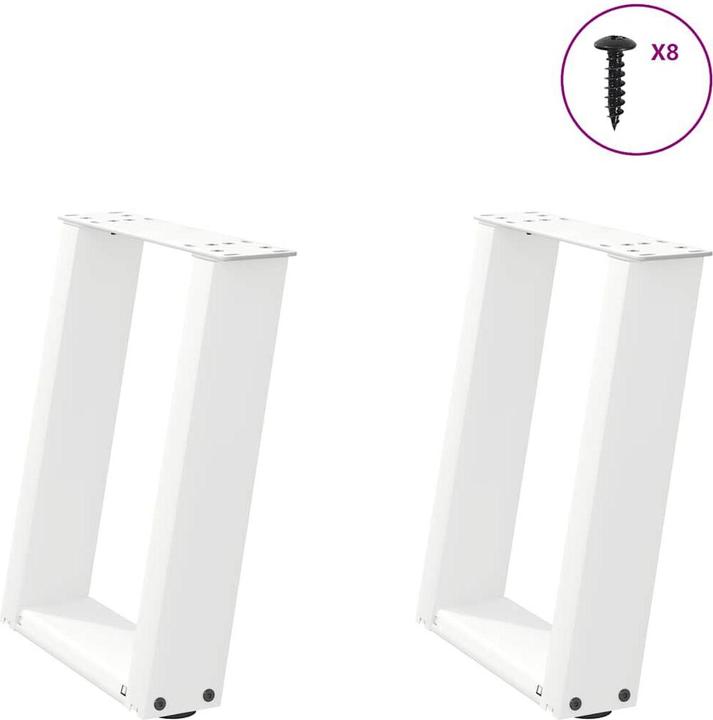 Produktbild VidaXL Couchtischbeine U-Form 2 Stk. Weiss 28x(42-43) cm Stahl Tischbein