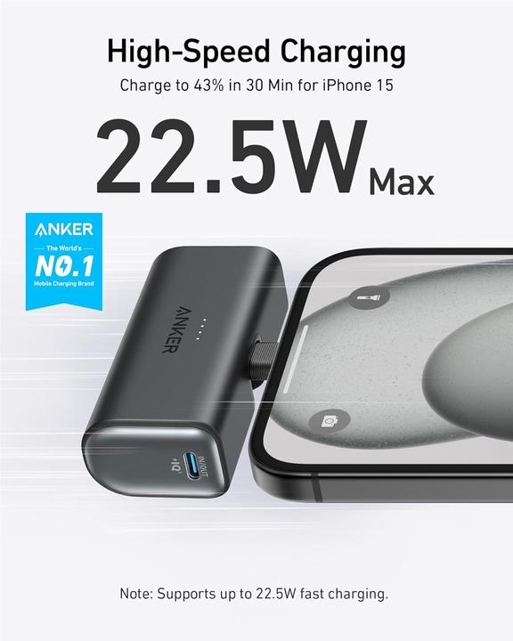 Image du produit Anker Powerbank mit USB-C Stecker (5000 mAh, 22.50 W)
