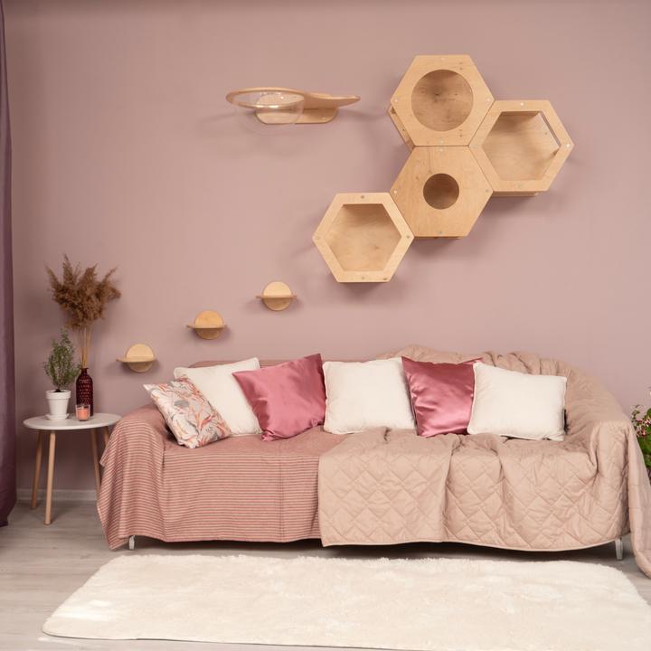 Actual product image Wowhelperco Aire de jeux murale pour chats 8 pièces (Nature)