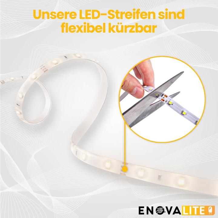 Image du produit Enovalite Kit de bandes LED, RGB, avec télécommande et adaptateur secteur (RGB, 500 cm, Intérieur)